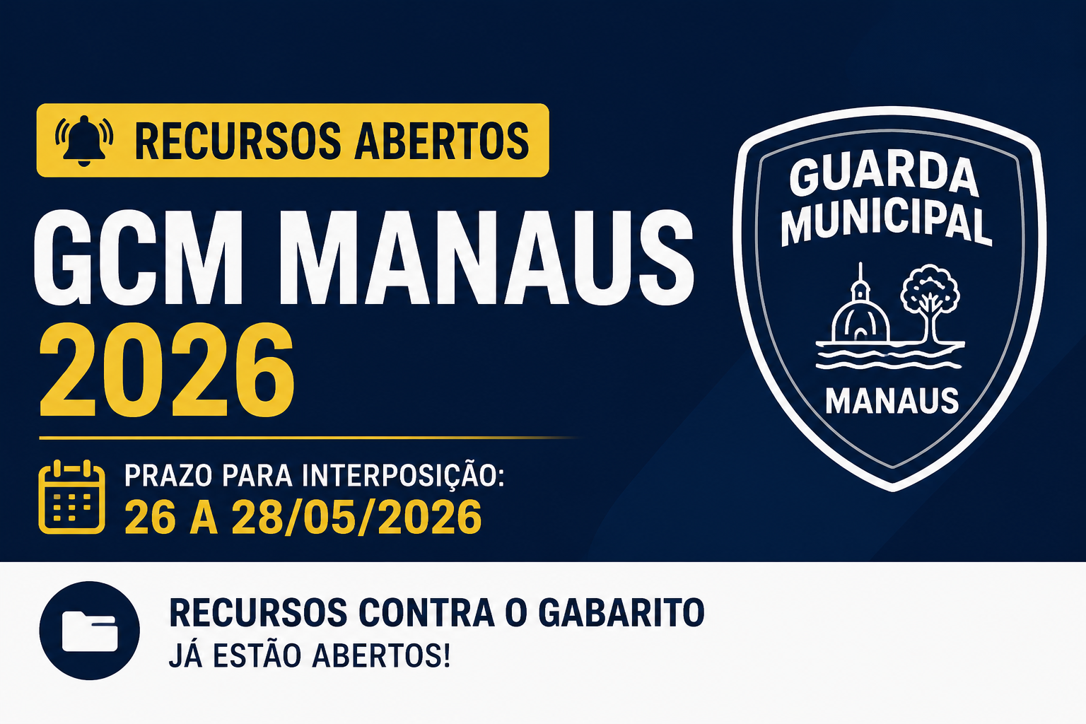 Concurso GCM Manaus 2026: Recursos Contra o Gabarito Já Estão Abertos Concurso GCM Manaus 2026: Recursos Contra o Gabarito Já Estão Abertos