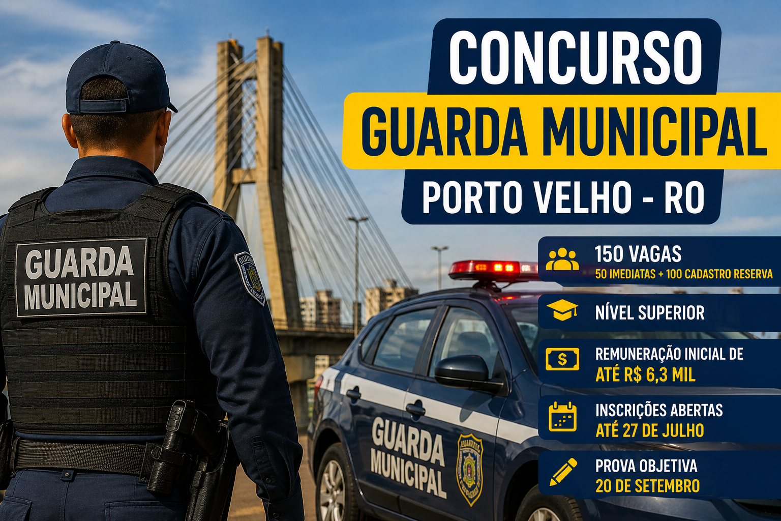 Concurso Guarda Municipal de Porto Velho abre 150 vagas com remunera��o de at� R$ 6,3 mil